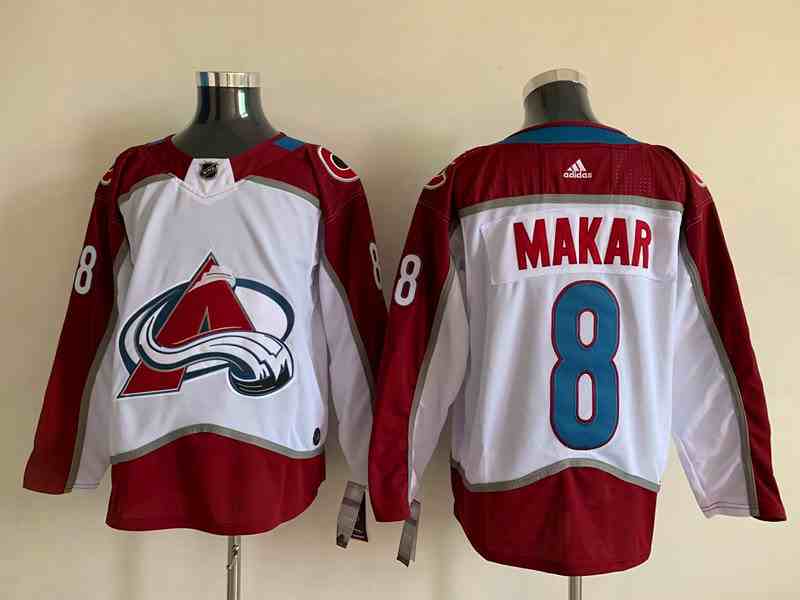 Mens Nhl Colorado Avalanche #8 Cale Makar White Adidas Jersey Blue Number