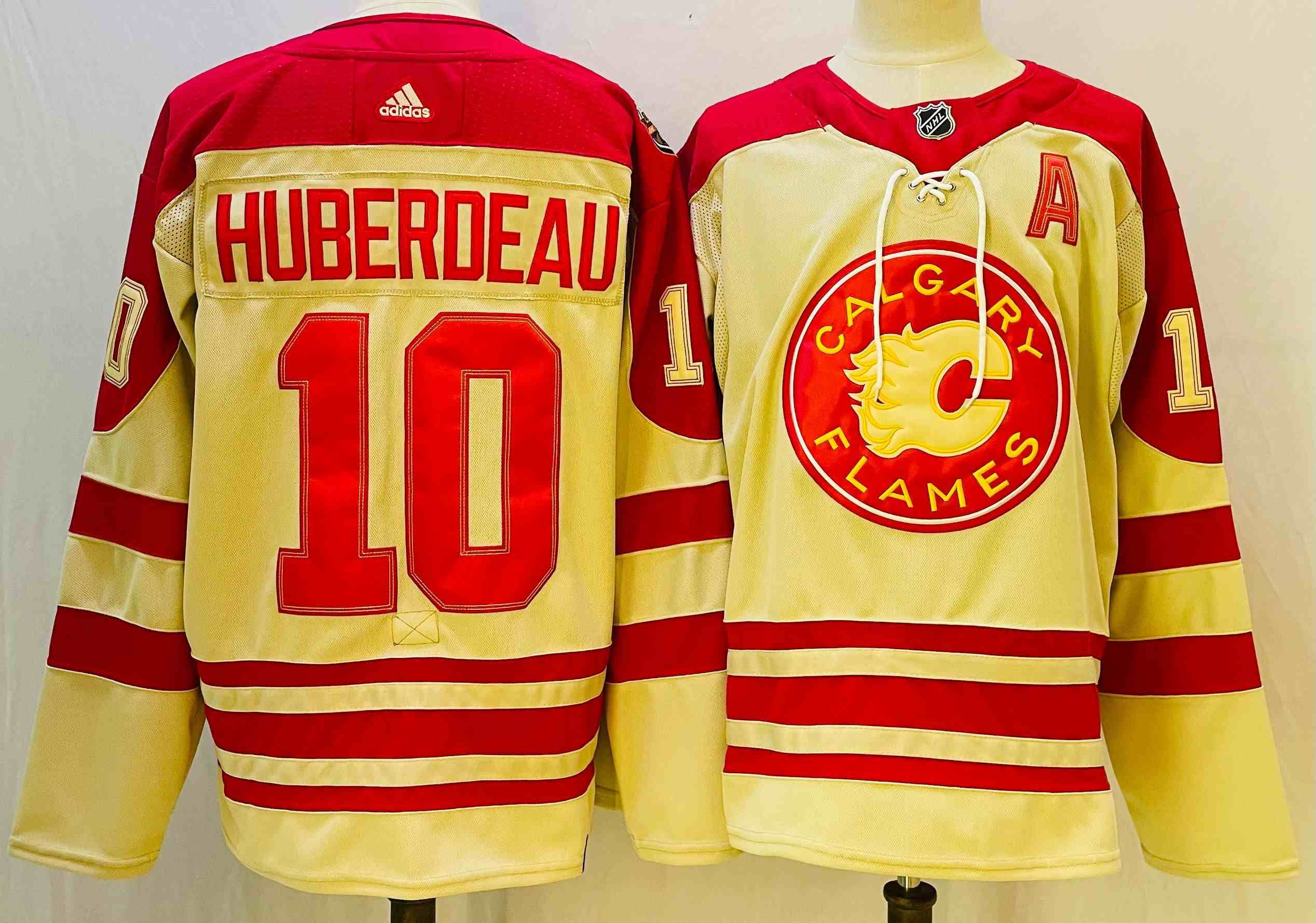 Mens Nhl Calgary Flames #10 Jonathan Huberdeau Cream 2023 Heritage Classic Adidas Jersey