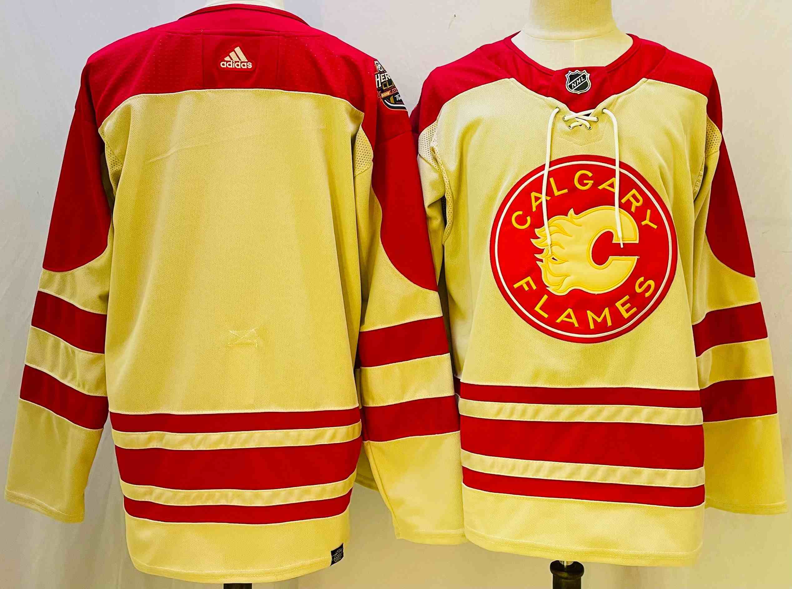 Mens Nhl Calgary Flames Blank Cream 2023 Heritage Classic Adidas Jersey