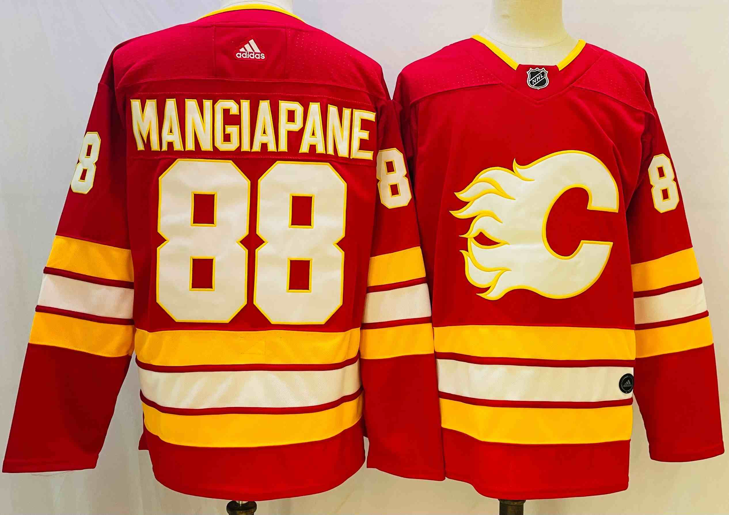 Mens 2022 Nhl Calgary Flames #88 Andrew Mangiapane Red Adidas Player Jersey
