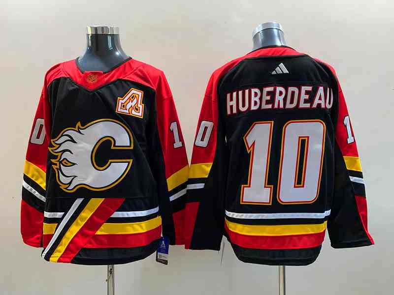Mens Nhl Calgary Flames #10 Jonathan Huberdeau Black 2022-23 Reverse Retro Alternate Adidas Jersey