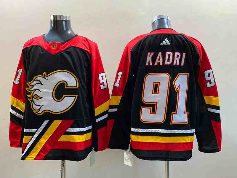 Mens Nhl Calgary Flames #91 Nazem Kadri Black 2022-23 Reverse Retro Alternate Adidas Jersey