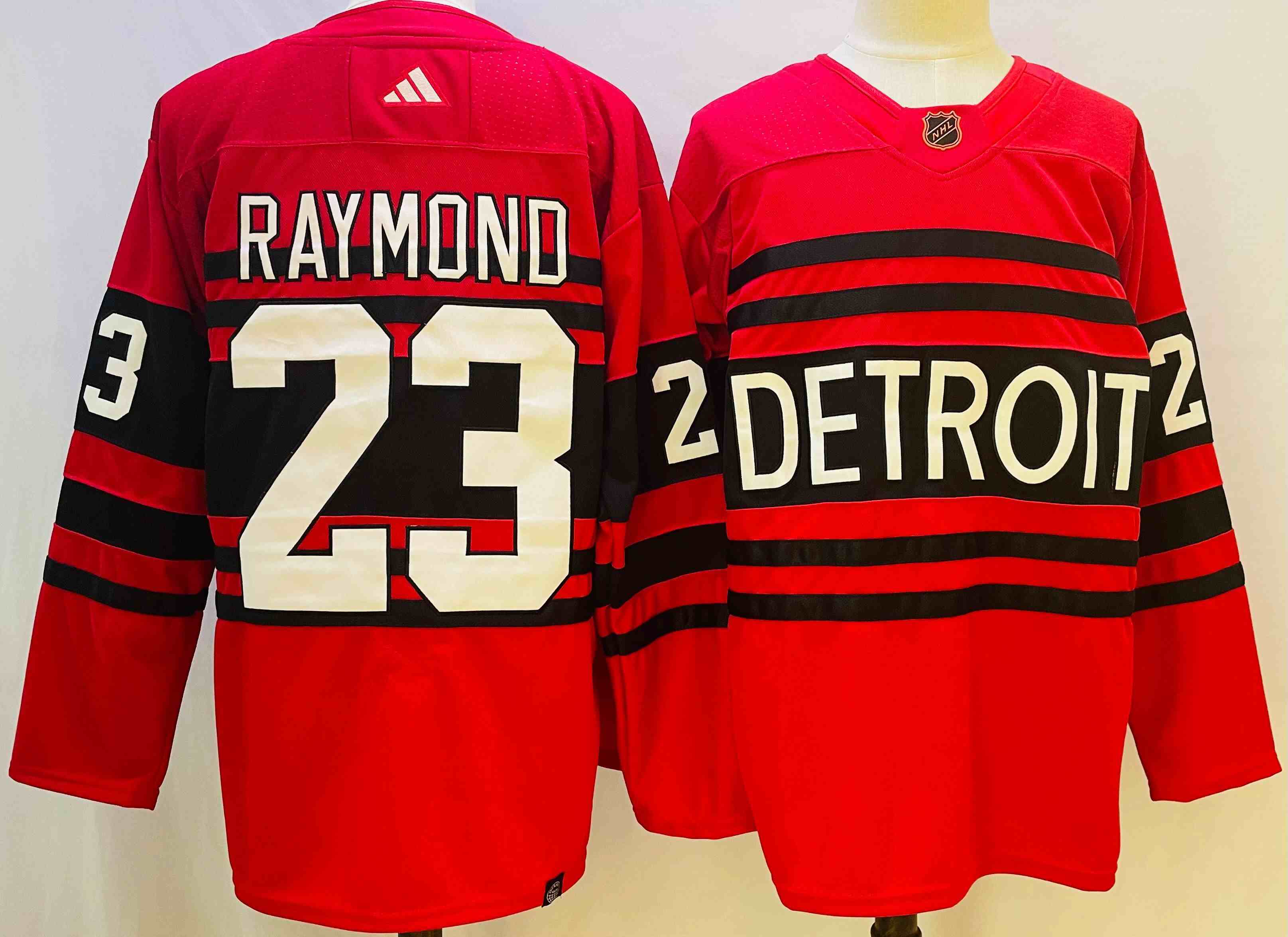 Mens Nhl Detroit Red Wings #23 Lucas Raymond Red 2022-23 Reverse Retro Alternate Adidas Jersey