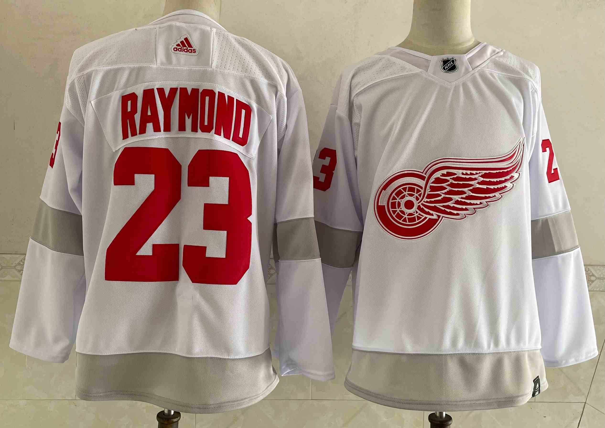 Mens Nhl Detroit Red Wings #23 Lucas Raymond Adidas White Jersey