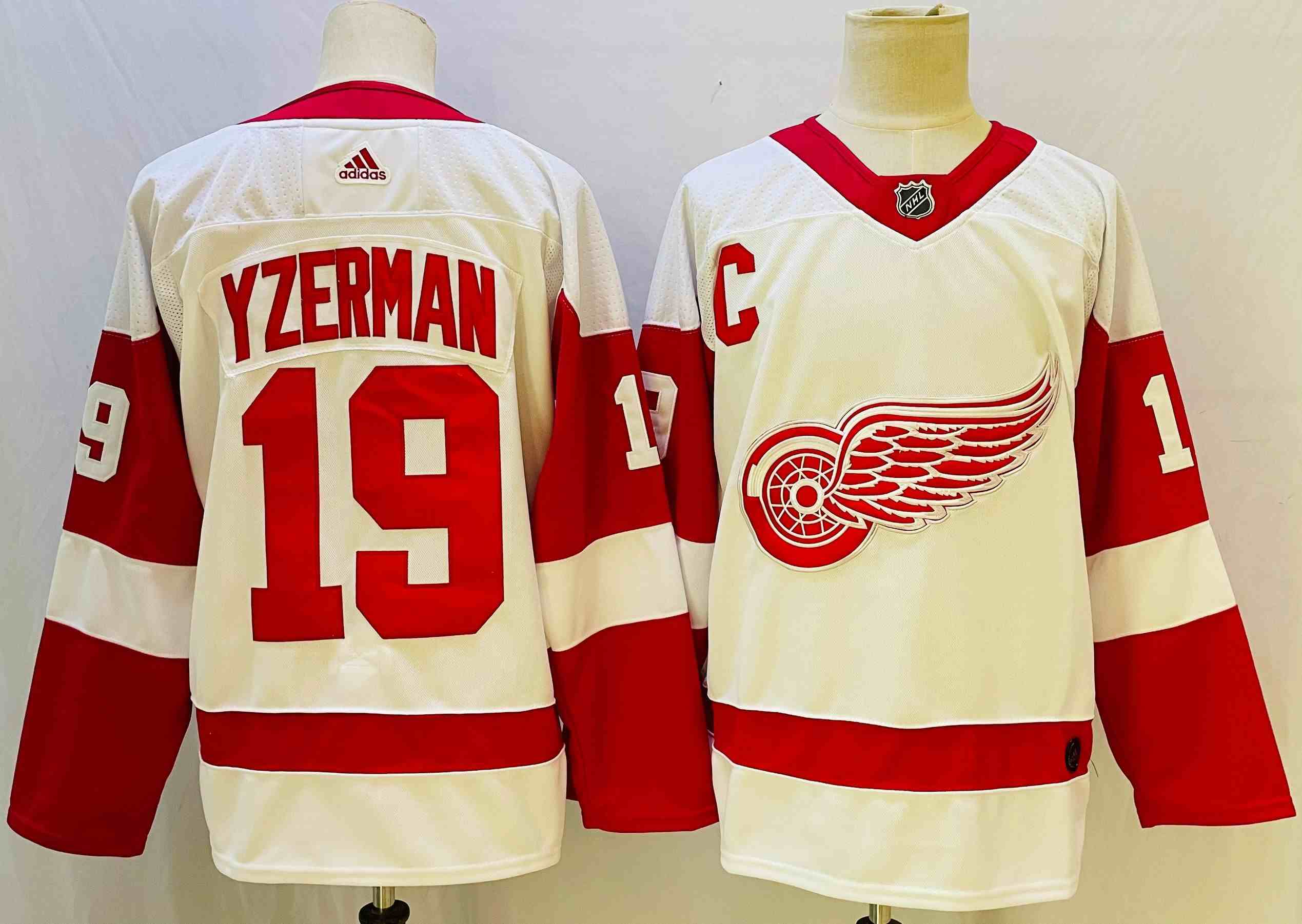 Mens Nhl Detroit Red Wings #19 Steve Yzerman Adidas White Jersey