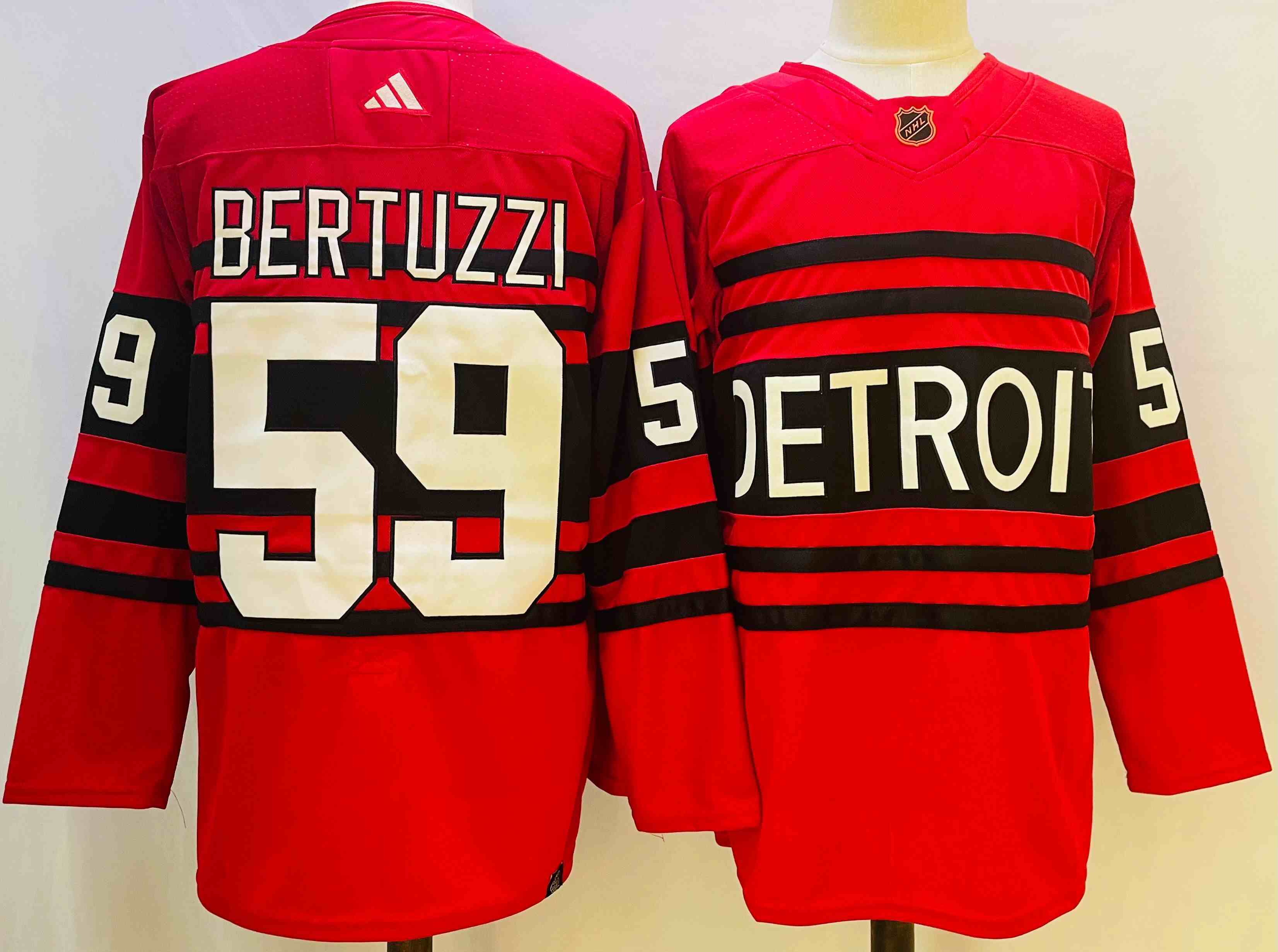 Mens Nhl Detroit Red Wings #59 Tyler Bertuzzi Red 2022-23 Reverse Retro Alternate Adidas Jersey