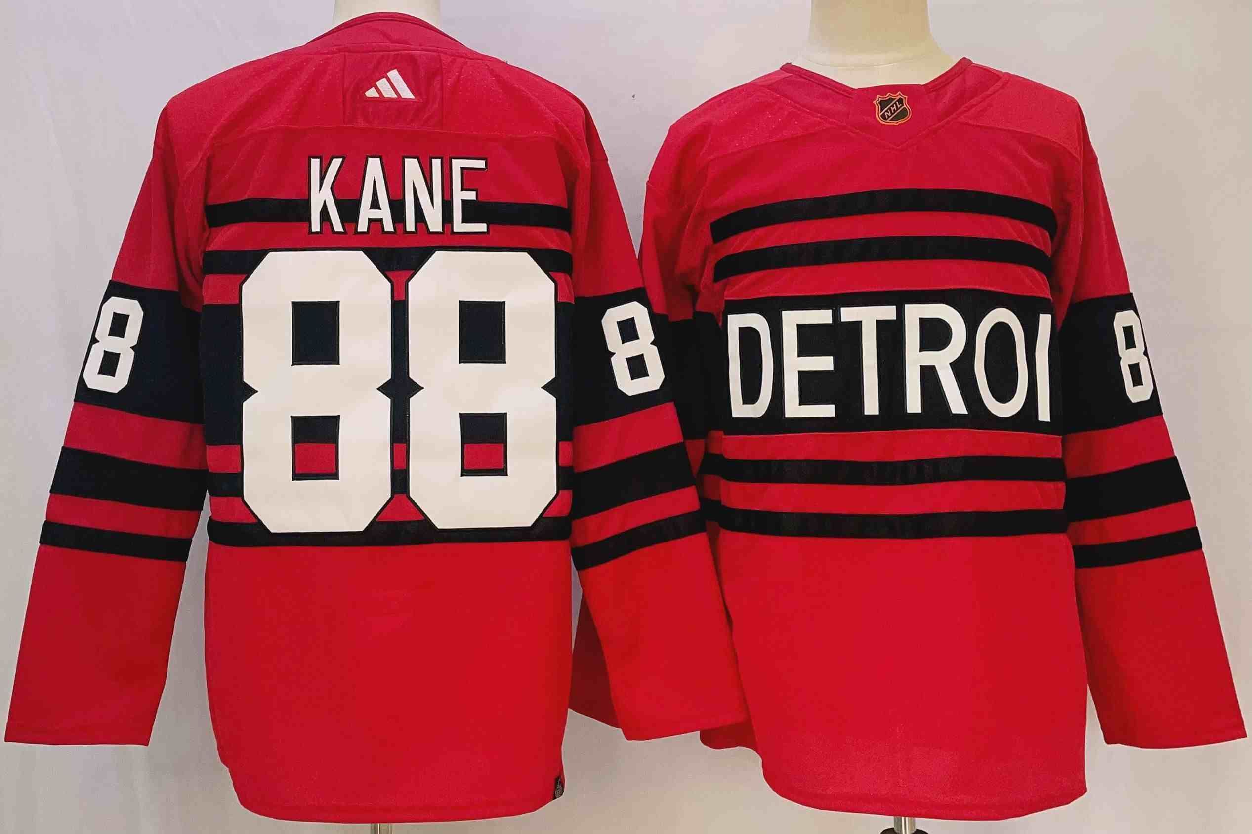 Men's Detroit Red Wings #88 Patrick Kane Black Reverse Retro Stitched Jersey