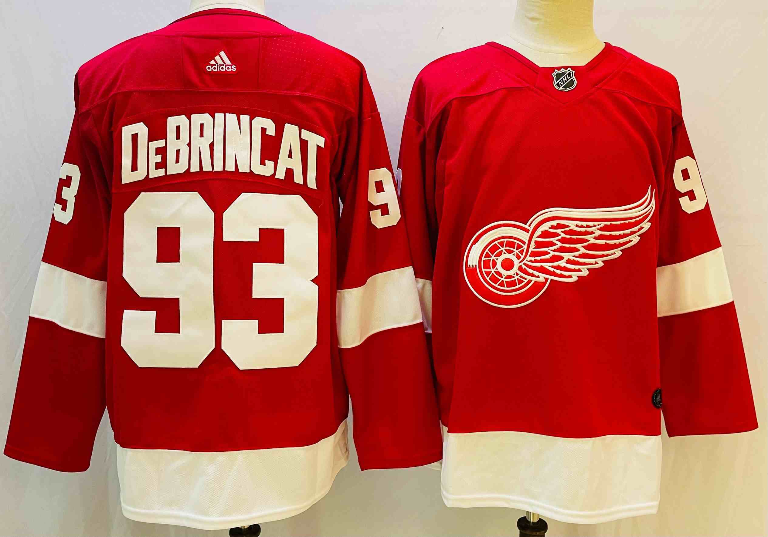Mens Nhl Detroit Red Wings #93 Alex Debrincat Adidas 2022 Red Adidas Jersey