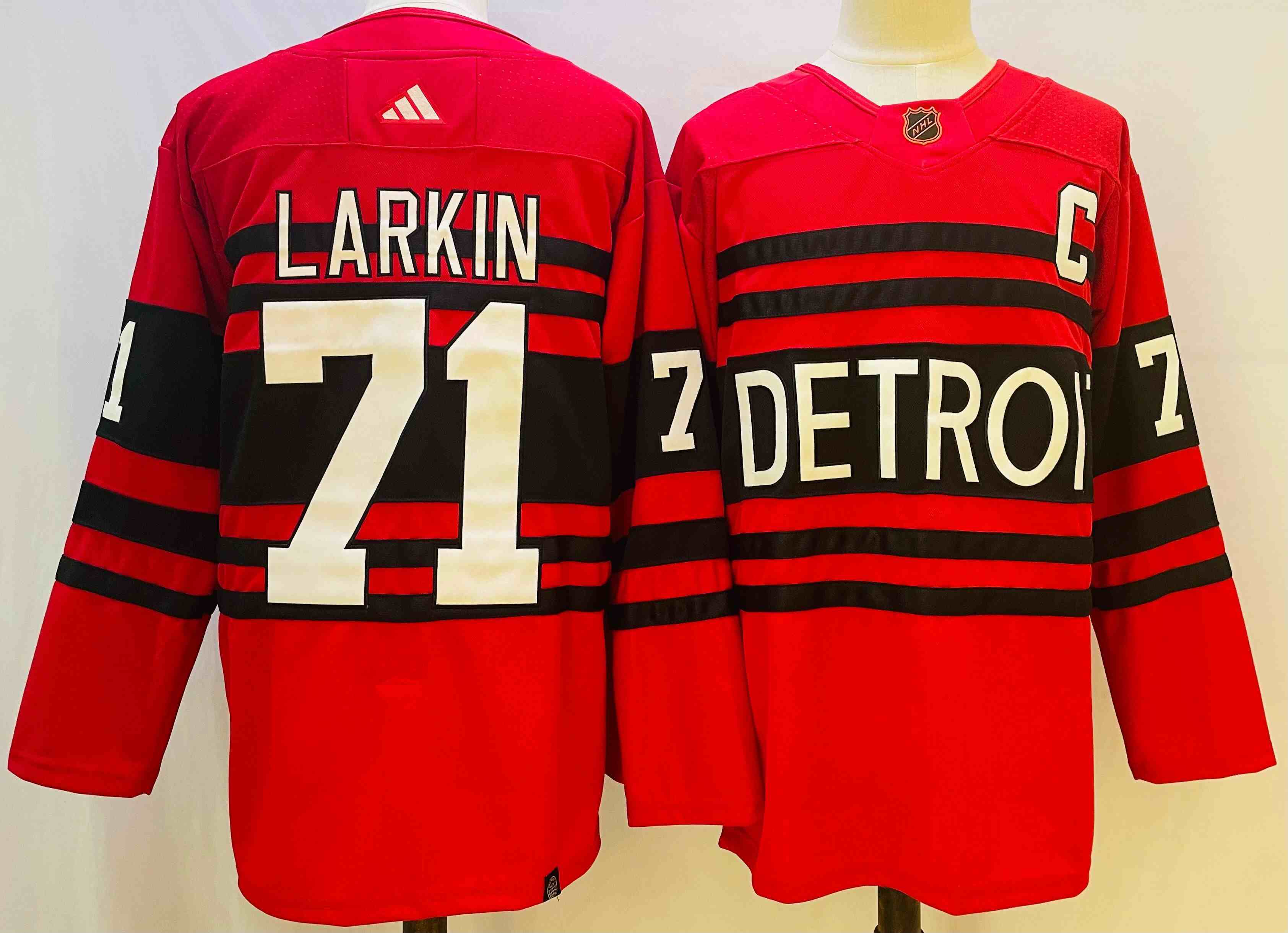 Mens Nhl Detroit Red Wings #71 Dylan Larkin Red 2022-23 Reverse Retro Alternate Adidas Jersey