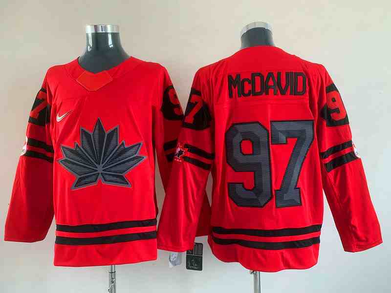 Men's Edmonton Oilers #97 Connor McDavid Canada 2022 Red Beijing Winter Olympic Stitched Jersey