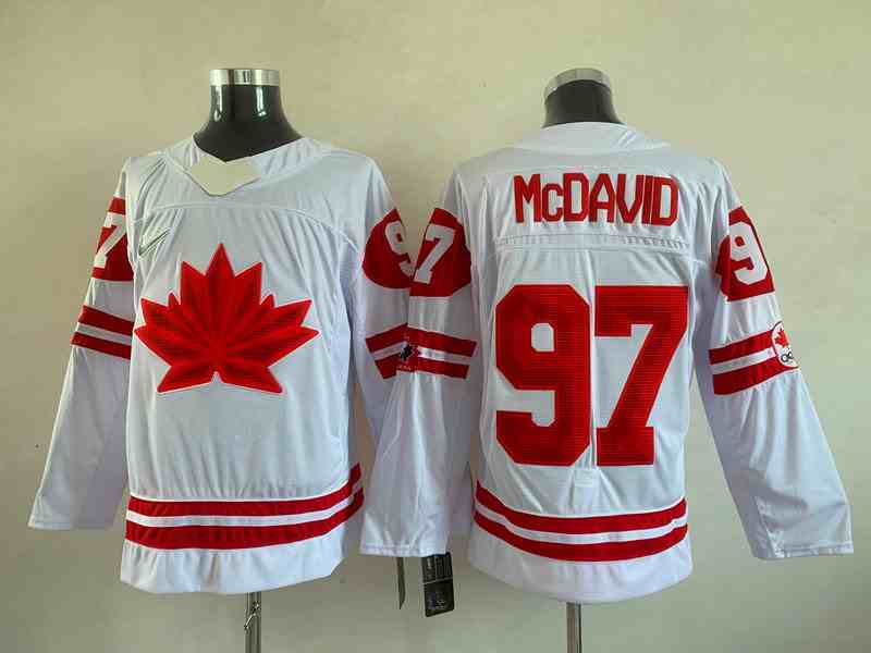 Men's Edmonton Oilers #97 Connor McDavid Canada 2022 White Beijing Winter Olympic Stitched Jersey