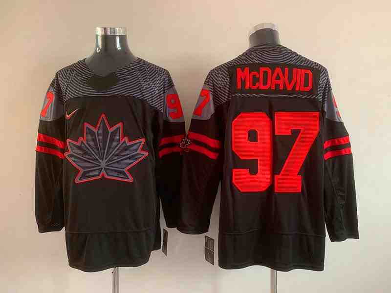 Men's Edmonton Oilers #97 Connor McDavid Canada 2022 Black Beijing Winter Olympic Stitched Jersey