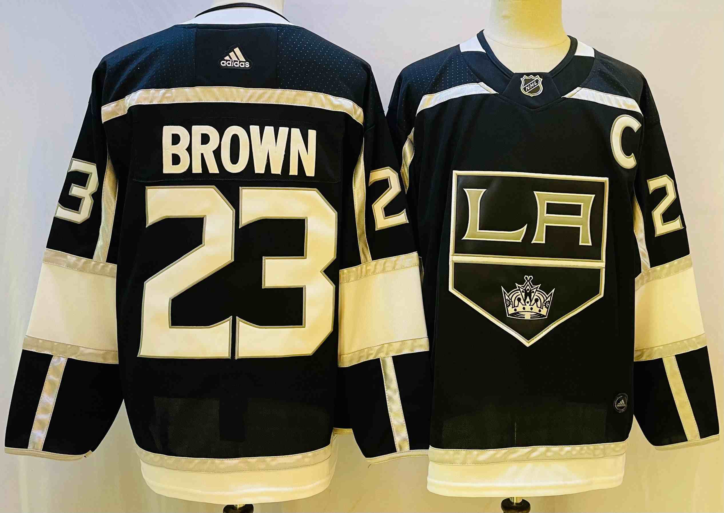 Mens Nhl Los Angeles Kings #23 Dustin Brown 2022 Black Home Adidas Jersey