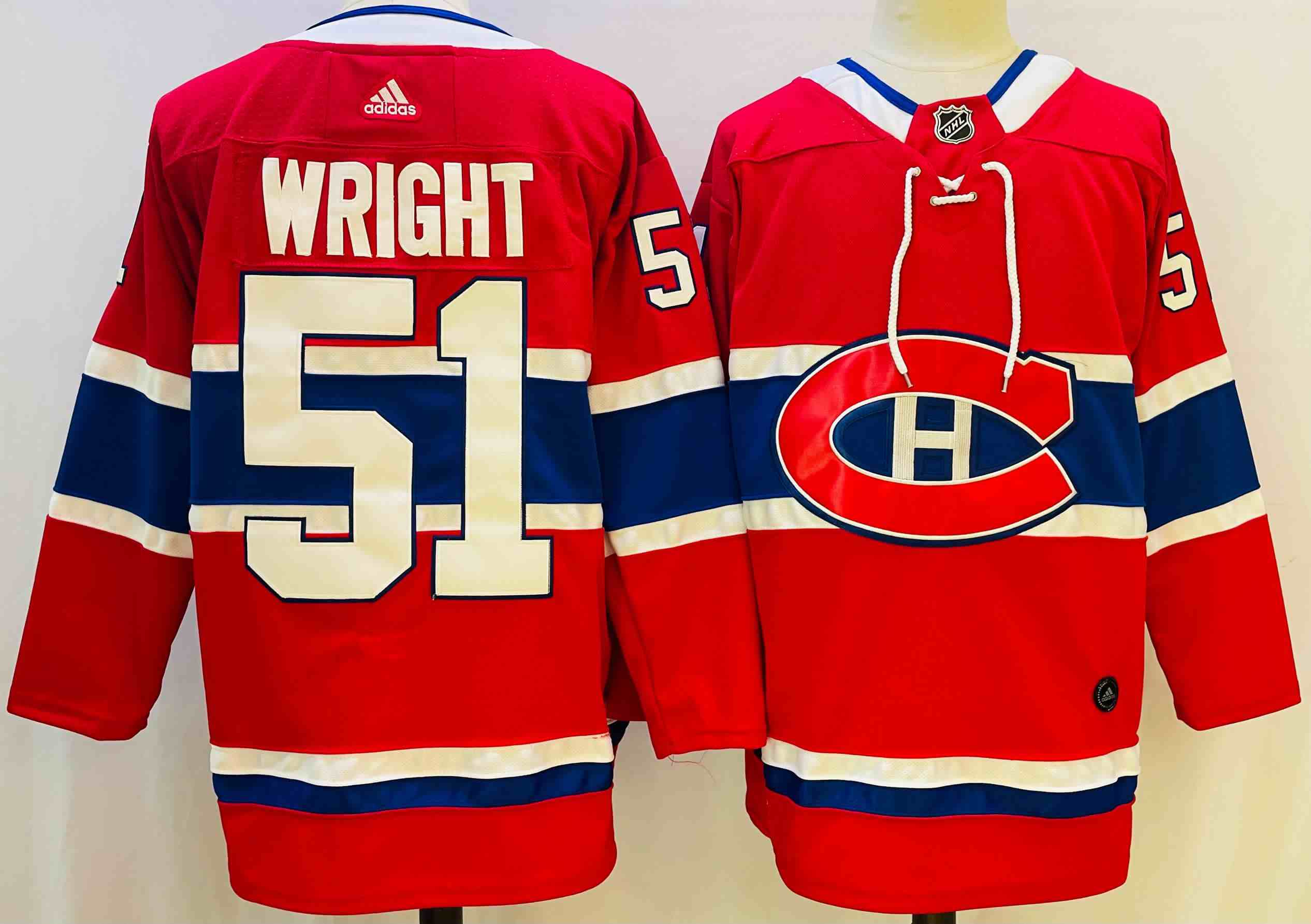 Men's Montreal Canadiens #51 WRIGHT  Red Stitched Jersey