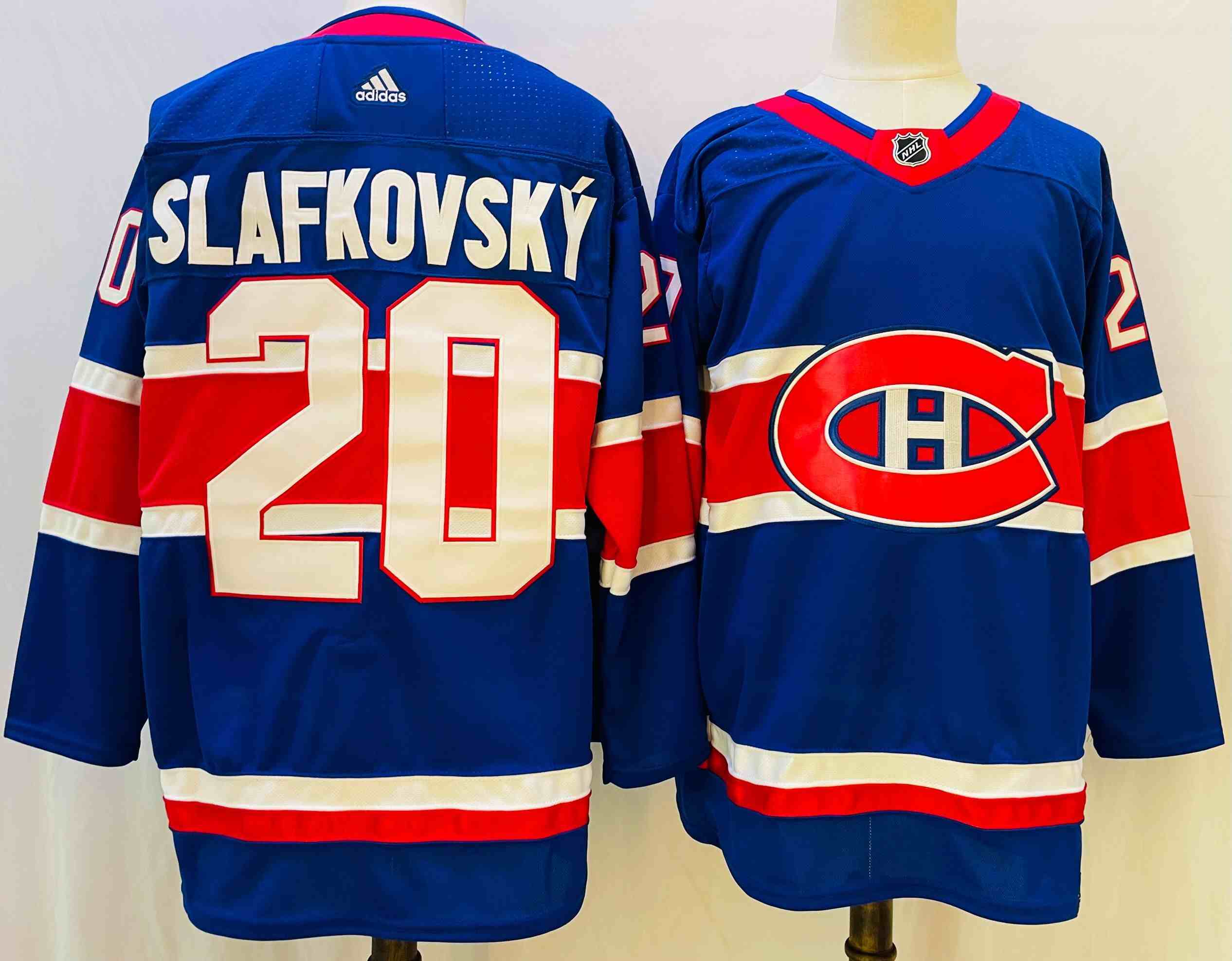 Men's Montreal Canadiens #20 Juraj Slafkovsky  Blue Stitched Jersey