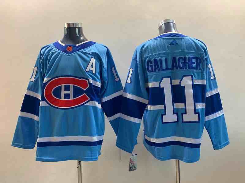 Men's Montreal Canadiens #11 Brendan Gallagher Blue 2022-23 Reverse Retro Stitched Jersey