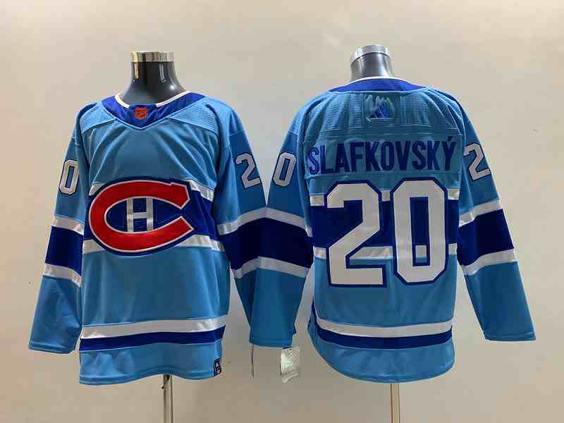 Men's Montreal Canadiens #20 Juraj Slafkovsky 2022-23 Reverse Retro Stitched Jersey