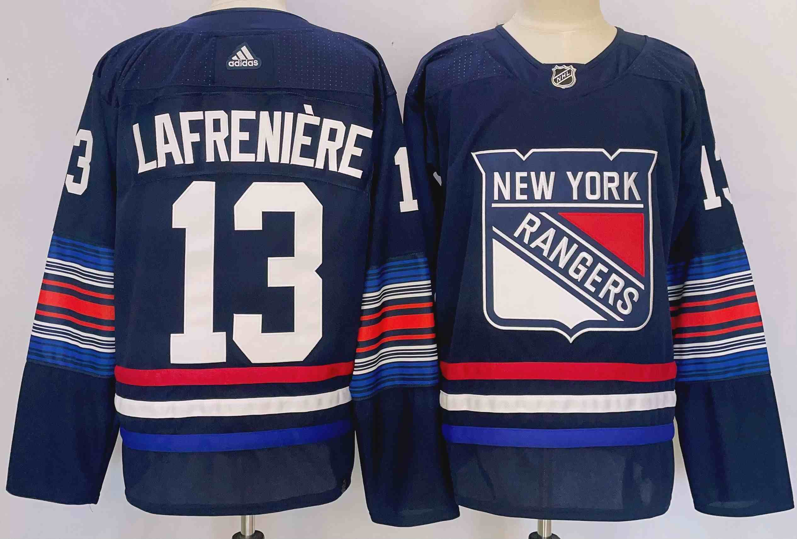 Men's New York Rangers #13 Alexis Lafreniere Navy Stitched Jersey