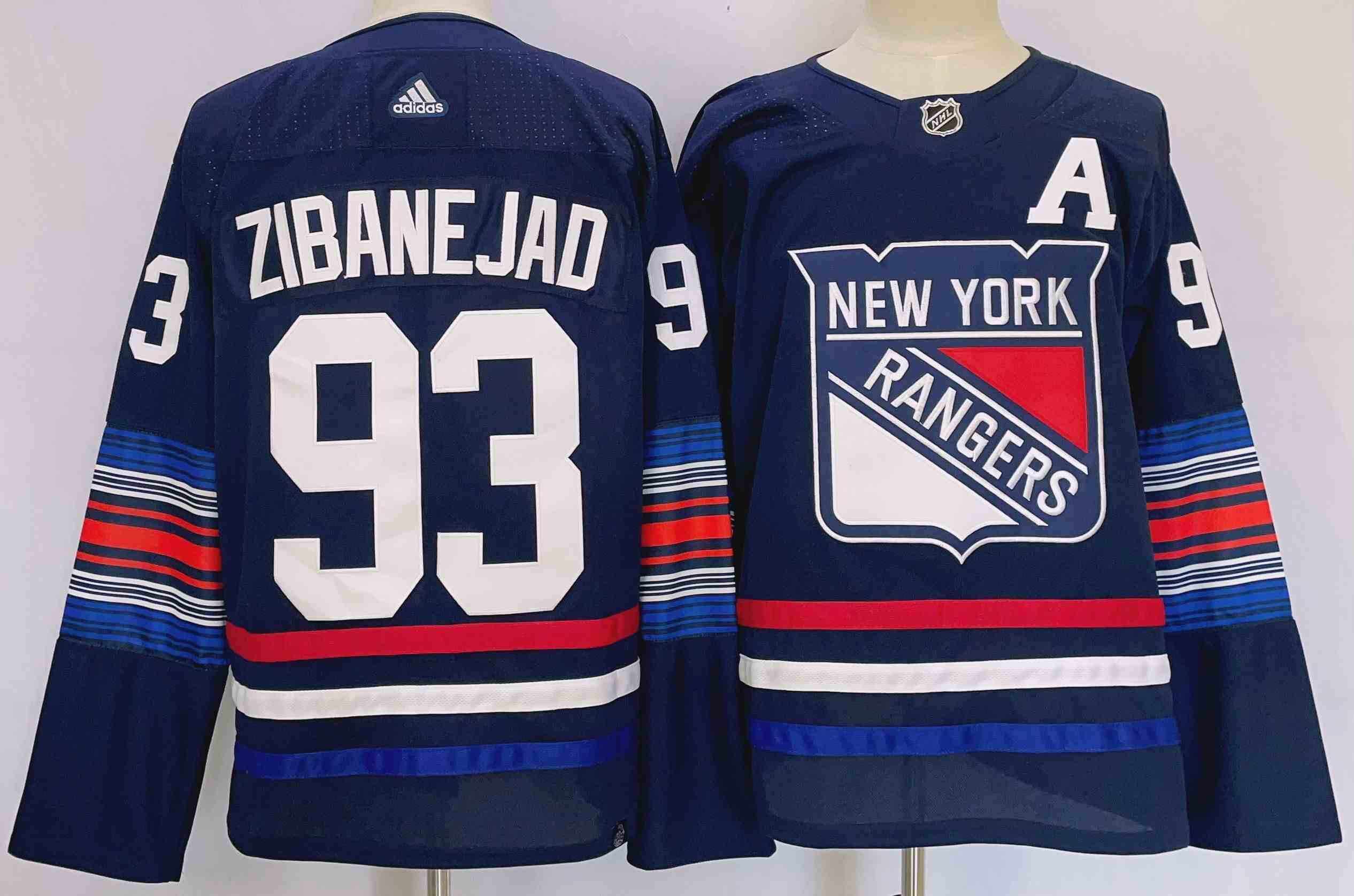 Men's New York Rangers #93 Mika Zibanejad Navy Stitched Jersey