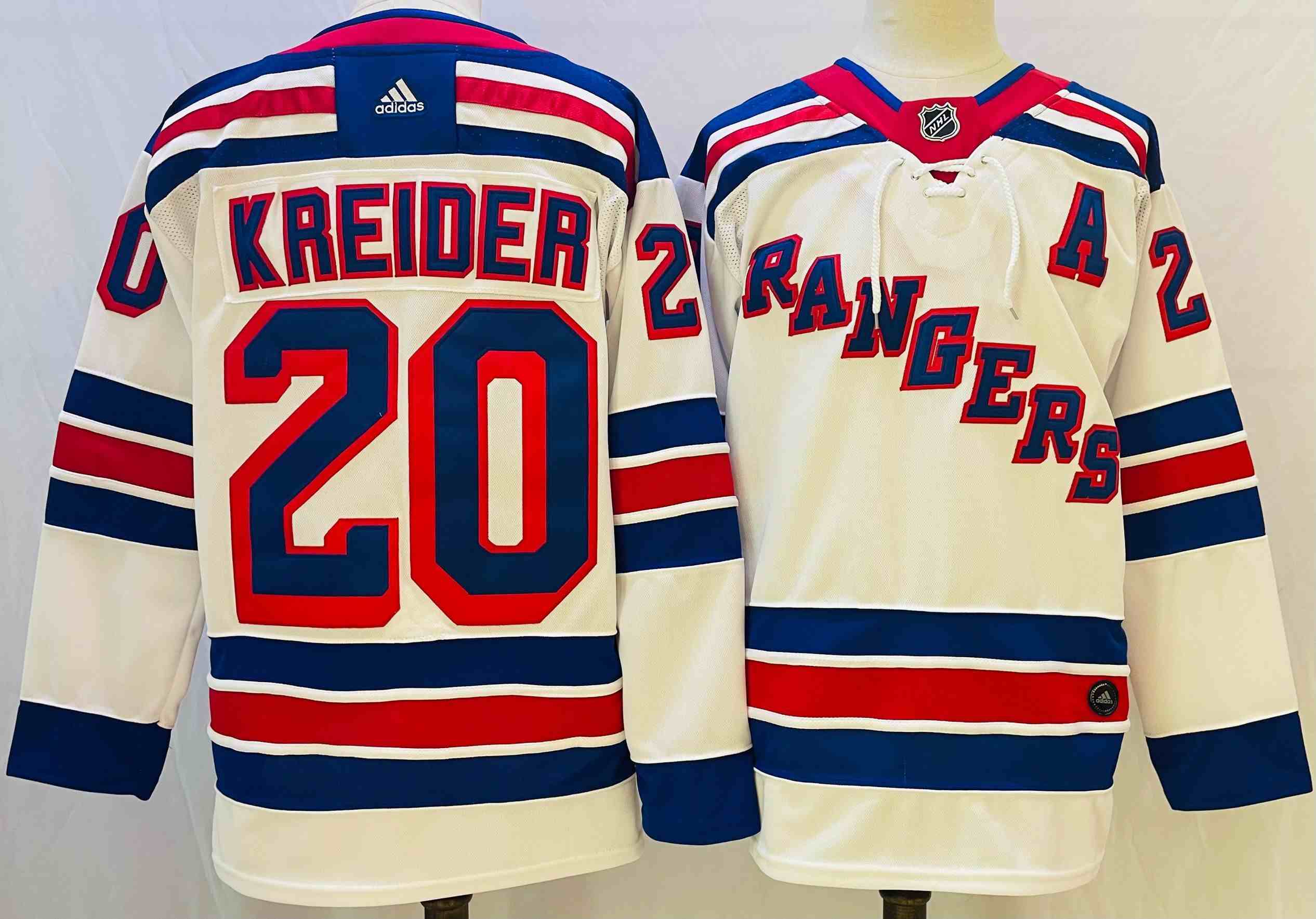 Men's New York Rangers #20 Chris Kreider White Stitched Jersey