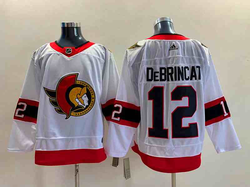 Mens Nhl Ottawa Senators #12 Alex Debrincat White 2021 Reverse Retro Alternate Adidas Jersey
