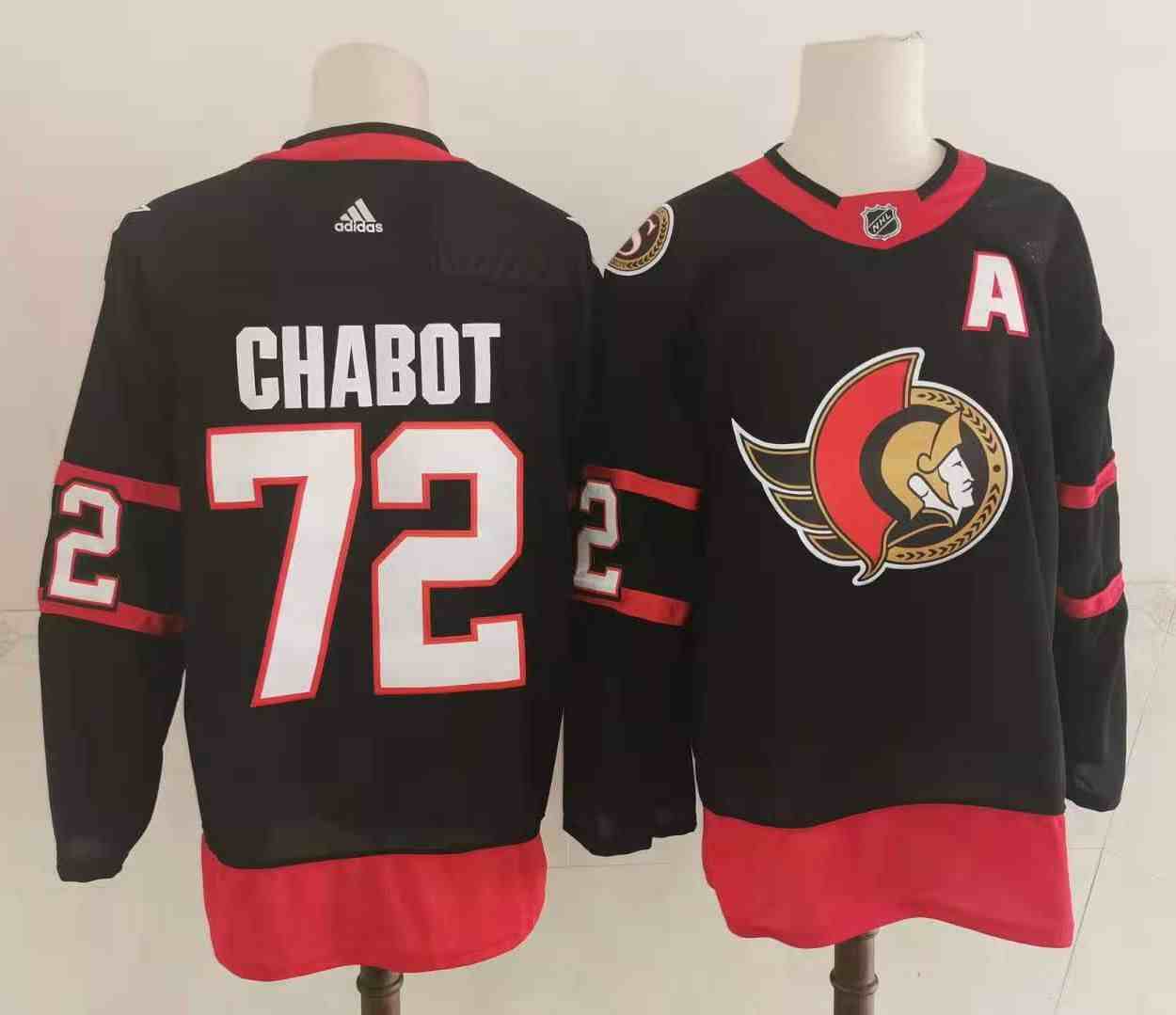 Mens Nhl Ottawa Senators #72 Thomas Chabot Black 2021 Reverse Retro Alternate Adidas Jersey