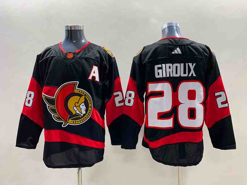 Mens Nhl Ottawa Senators #28 Claude Giroux Black 2022-23 Reverse Retro Alternate Adidas Jersey