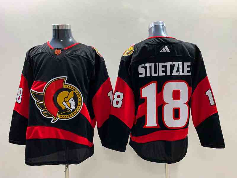 Mens Nhl Ottawa Senators #18 Tim Stuetzle Black 2022-23 Reverse Retro Alternate Adidas Jersey