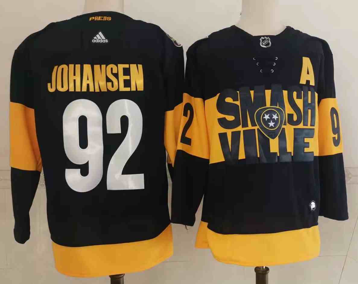 Mens Nhl Nashville Predators #92 Ryan Johansen Black Smash Ville Adidas Jersey