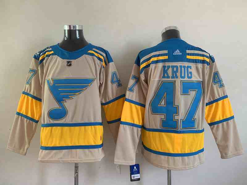 Mens Nhl St.louis Blues #47 Torey Krug Cream 2022 Winter Classic Authentic Player Adidas Jersey