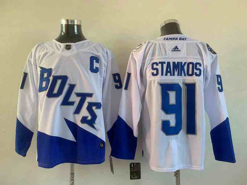 Mens Nhl Tampa Bay Lightning #91 Steven Stamkos White Bolts Edition Adidas Jersey