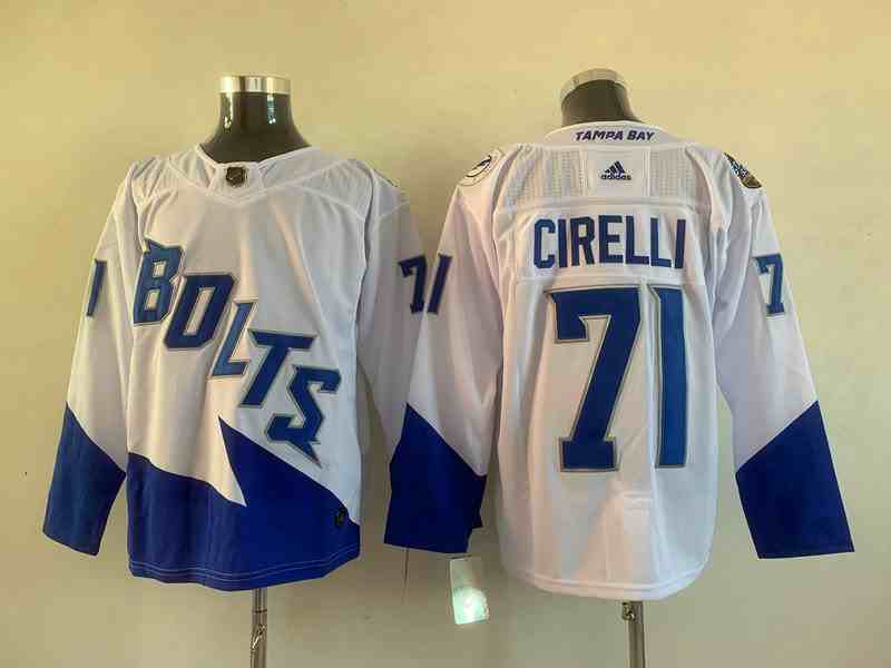 Mens Nhl Tampa Bay Lightning #71 Anthony Cirelli White Bolts Edition Adidas Jersey
