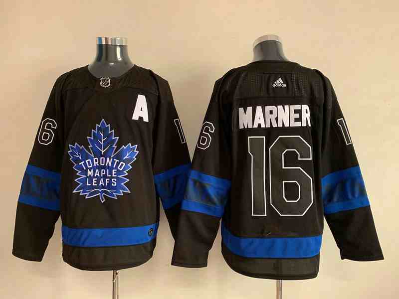 Men's Toronto Maple Leafs Black #16 Mitchell Marner Alternate Premier Breakaway Reversible Stitched Jersey (2)