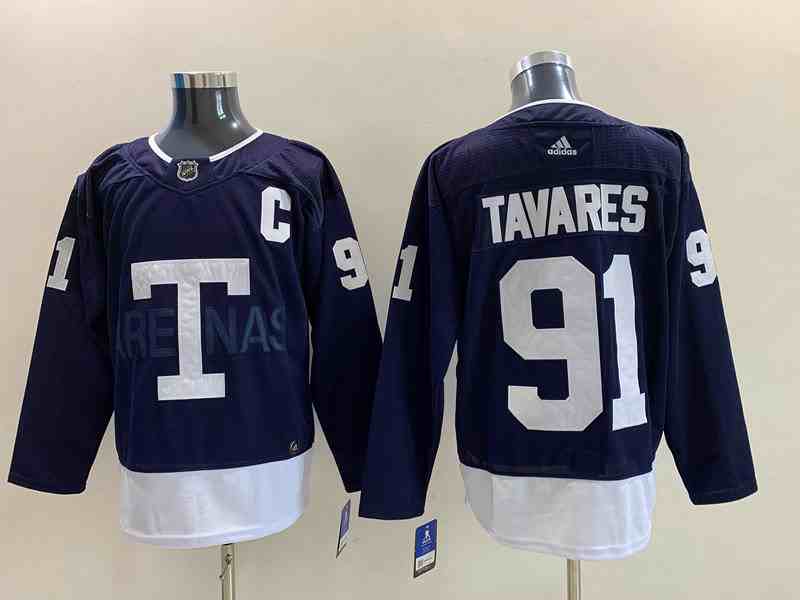 Mens Nhl Toronto Maple Leafs #91 John Tavares Blue Navy Big T 2022 Heritage Classic Authentic Jersey