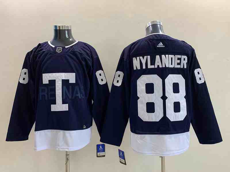 Mens Nhl Toronto Maple Leafs #88 William Nylander Blue Navy Big T 2022 Heritage Classic Authentic Jersey