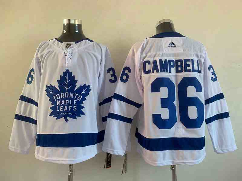 Men's Toronto Maple Leafs #36 Jack Campbell White Classics Primary Logo Stitched Jersey