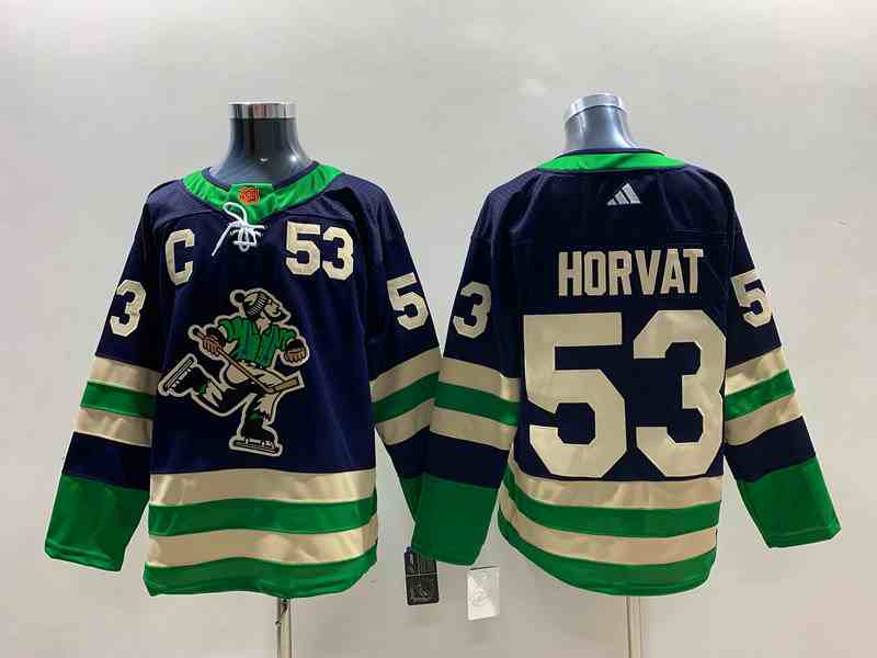 Mens Nhl Vancouver Canucks #53 Bo Horvat Navy Blue 2022-23 Reverse Retro Alternate Adidas Jersey
