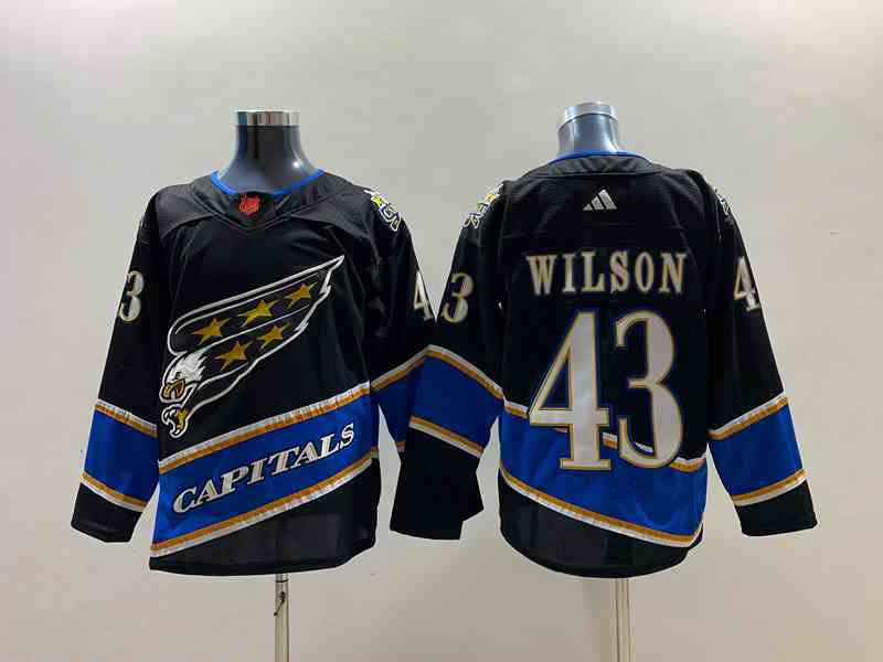 Mens Nhl Washington Capitals #43 Tom Wilson Black 2022-23 Reverse Retro Alternate Adidas Jersey