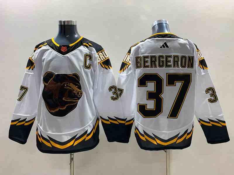 Mens Nhl Boston Bruins #37 Patrice Bergeron White 2022-23 Reverse Retro Alternate Adidas Jersey