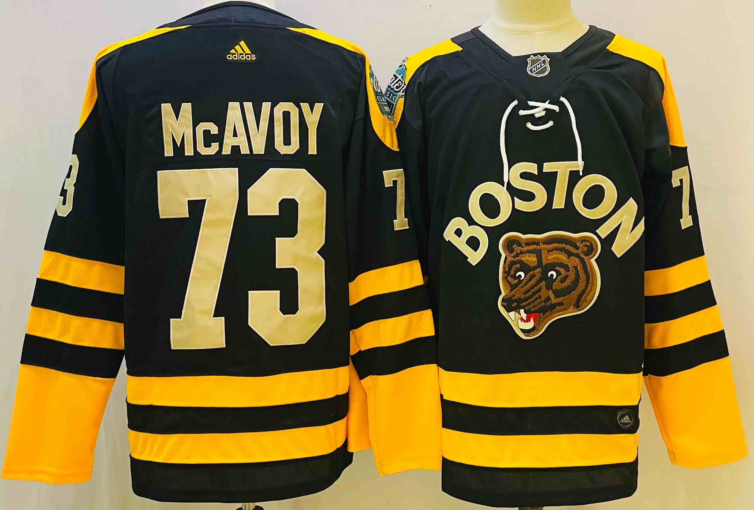 Mens Nhl Boston Bruins #73 Charlie Mcavoy Black 2023 Winter Classic Adidas Jersey