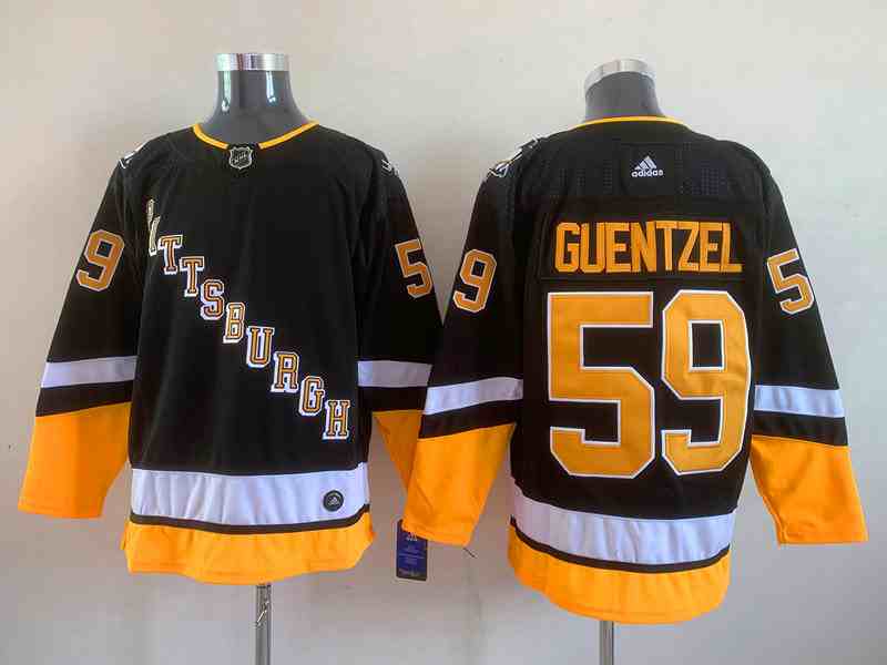 Men's Pittsburgh Penguins #59 Jake Guentzel 20212022 Black Stitched Jersey