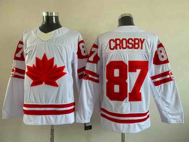 Men's Pittsburgh Penguins #87 Sidney Crosby Canada 2022 White Beijing Winter Olympic Stitched Jersey