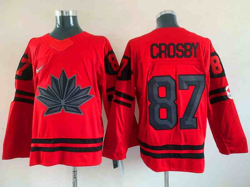 Men's Pittsburgh Penguins #87 Sidney Crosby Canada 2022 Red Beijing Winter Olympic Stitched Jersey