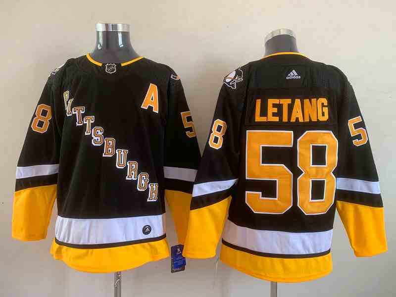 Men's Pittsburgh Penguins #58 Kris Letang 20212022 Black Stitched Jersey