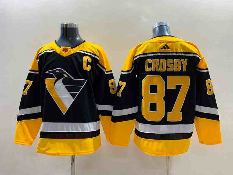 Men's Pittsburgh Penguins #87 Sidney Crosby Black 2022-23 Reverse Retro Stitched Jersey