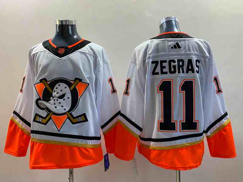 Men's Anaheim Ducks #11 Trevor Zegras White 2022-23 Reverse Retro Stitched Jersey