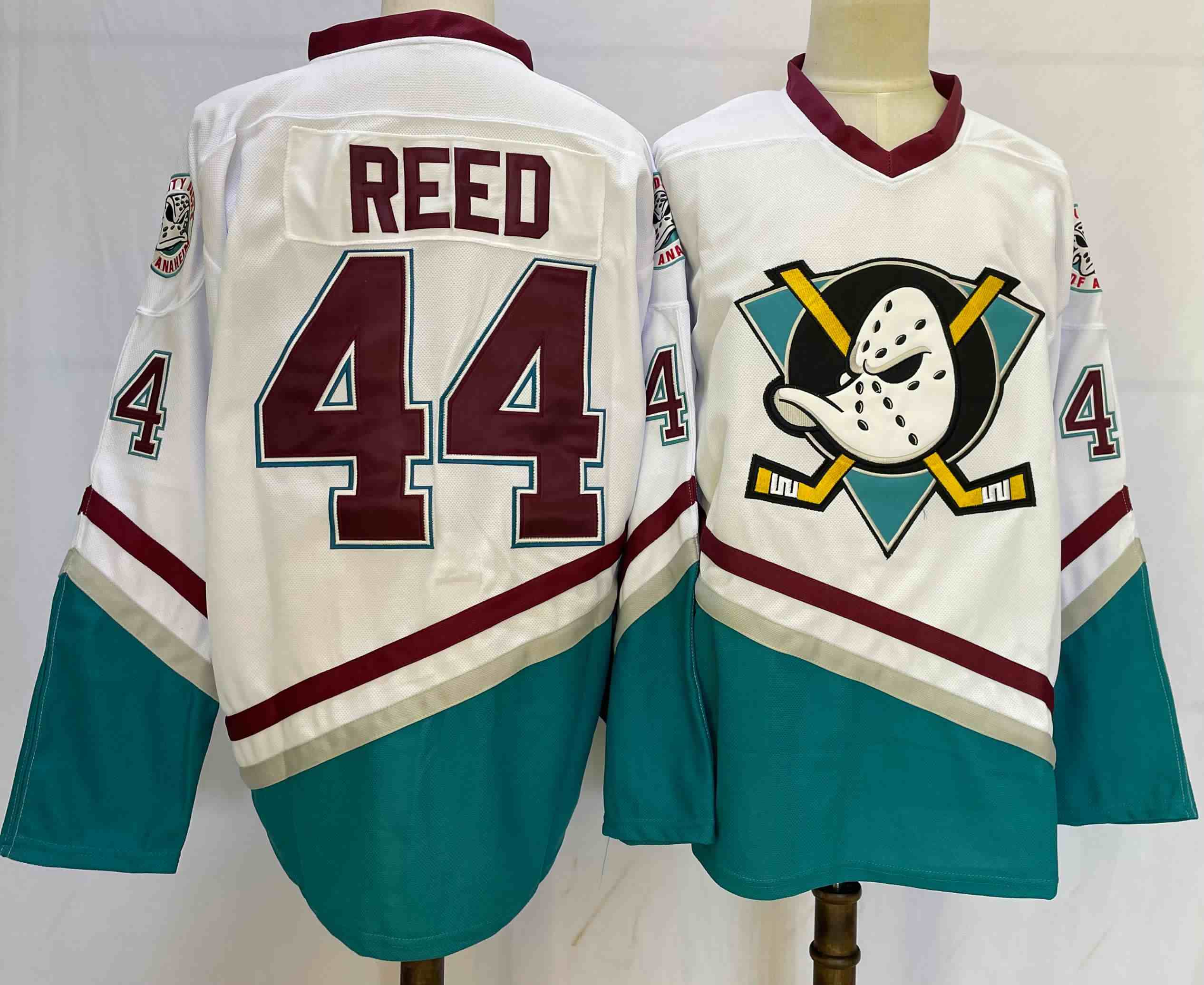 Mens Nhl Anaheim Mighty Ducks #44 Reed White Movie Jersey