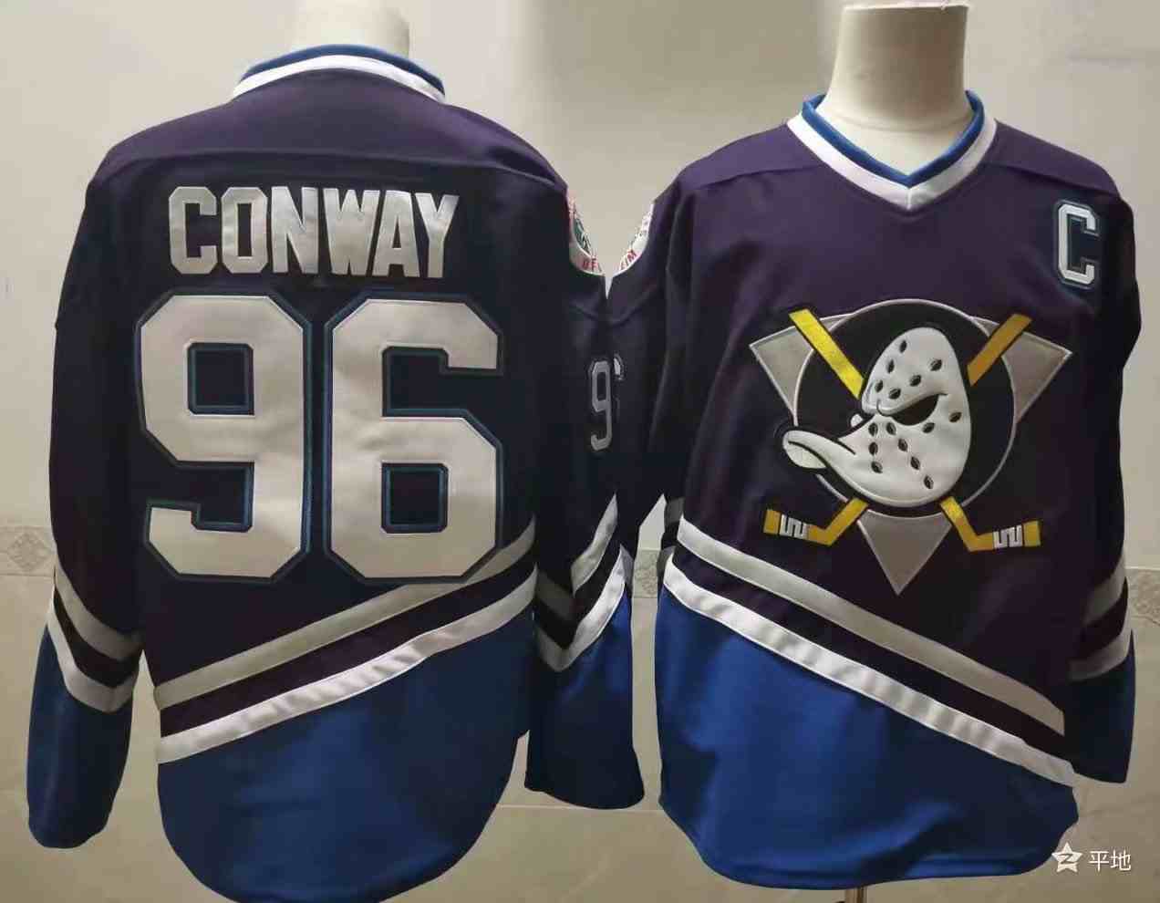 Mens Nhl Anaheim Mighty Ducks #96 Charlie Conway Purple Reverse Retro C Patch Jersey