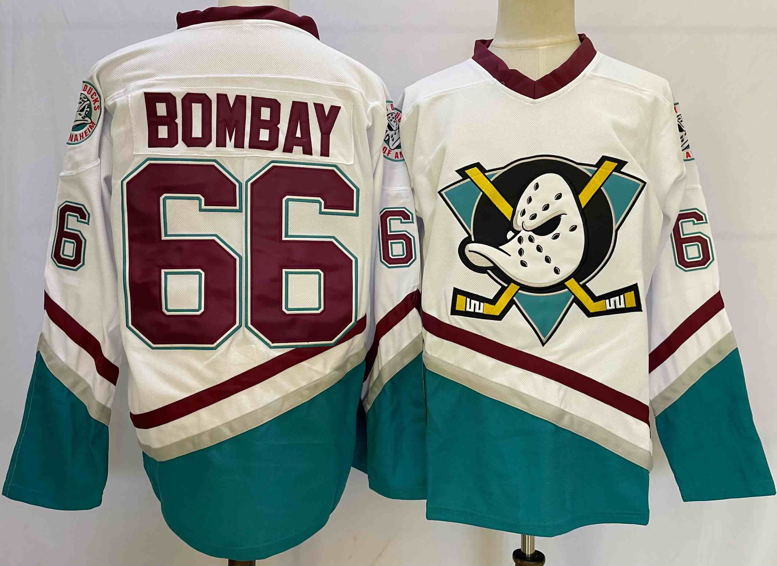 Mens Nhl Anaheim Mighty Ducks #66 Bombay White Movie Jersey