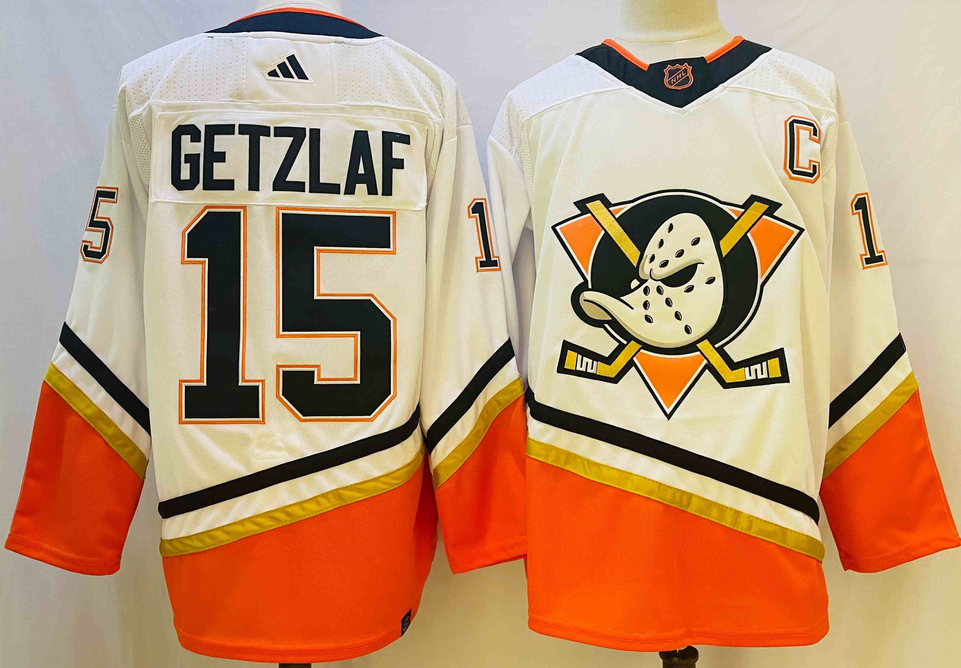 Men's Anaheim Ducks #15 Ryan Getzlaf White 2022-23 Reverse Retro Stitched Jersey